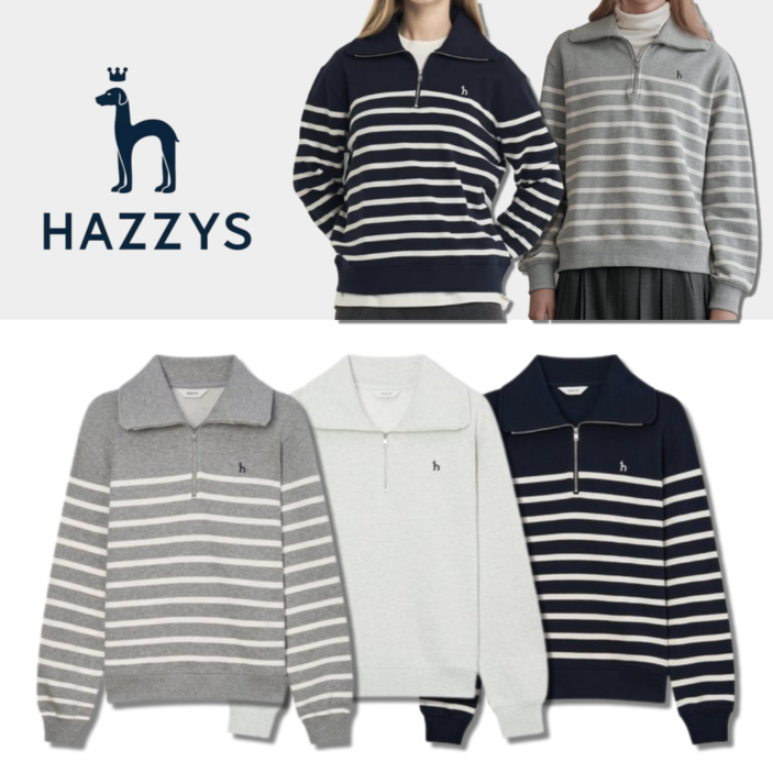 국내매장 정품백화점 헤지스 맨투맨 여성 루즈핏 반집업티셔츠 부모님선물 겨울긴팔티