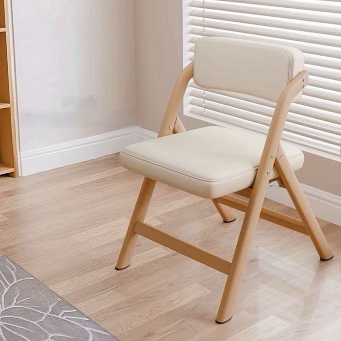 BYOU 원목가죽 식탁의자 공간절약 접이식의자 등받이의자