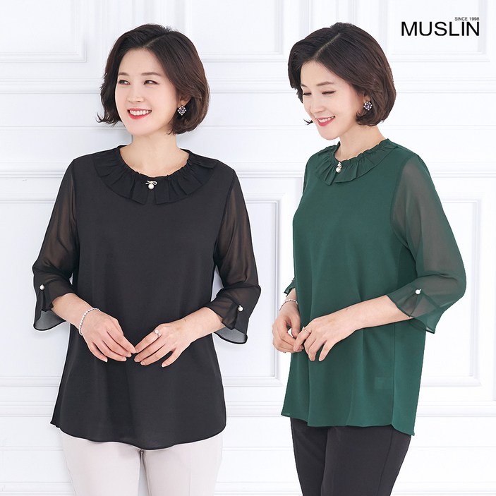 엄마옷 모슬린 로맨틱 무드 블라우스 BL002503마담 미시 중년여성 빅사이즈 할머니옷 50대 60대 70대