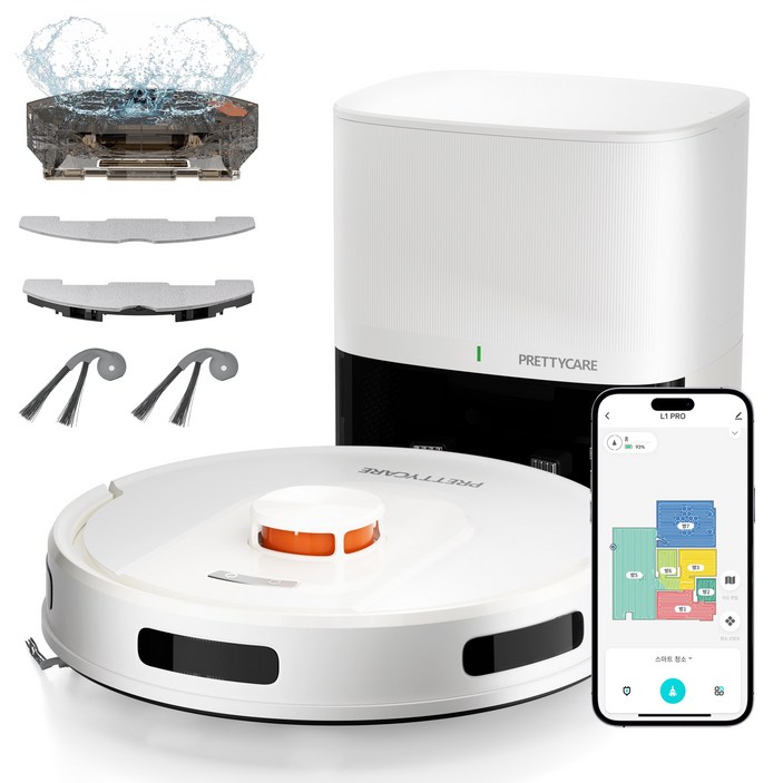 프리티케어 물걸레 먼지비움 로봇청소기 LDS 센서 지도 그리기 기능 포함