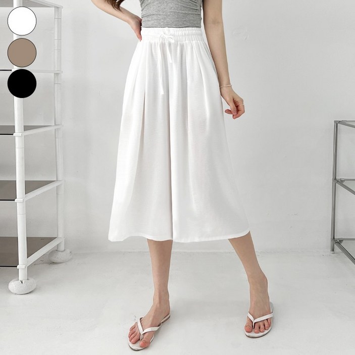 바비팩토리 여성용 후들원단 7부 핀턱 치마바지 시원한원단 밴딩바지