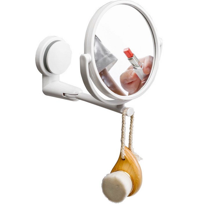 22GTP 무타공 욕실 양면거울 만능각도 거울 메이크업 면도 확대 거울, 화이트