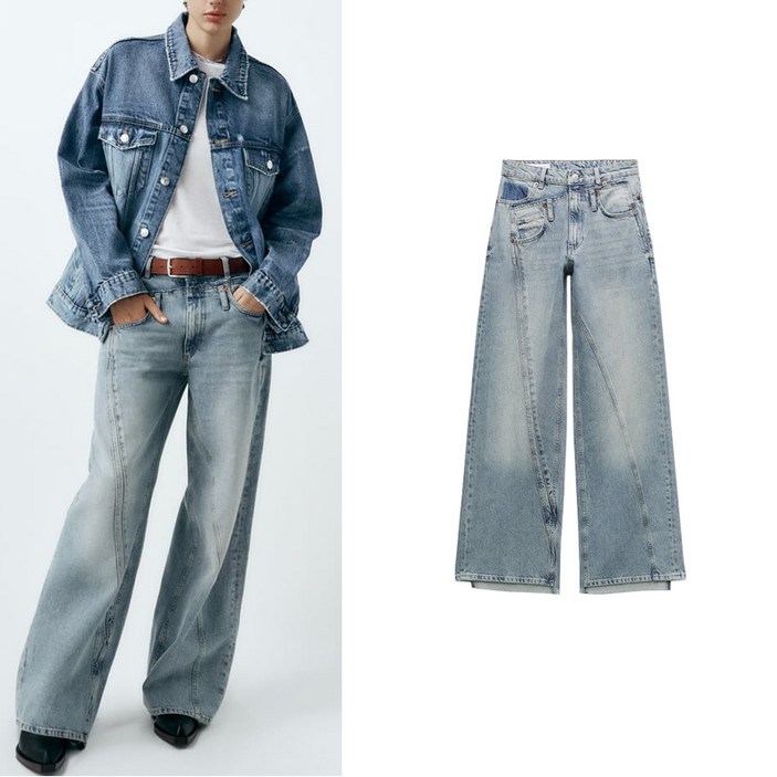 ZARA 여자신상 데님팬츠 캐주얼 와이드핏 청바지 25Y30524