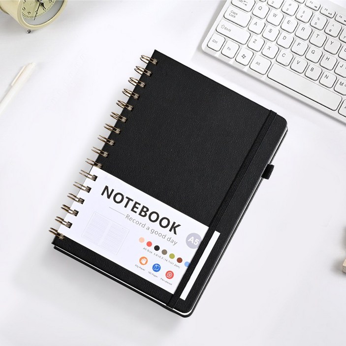 캘리스터 고급 가죽커버 스프링 만년다이어리 노트 A5 7가지 색상, 블랙