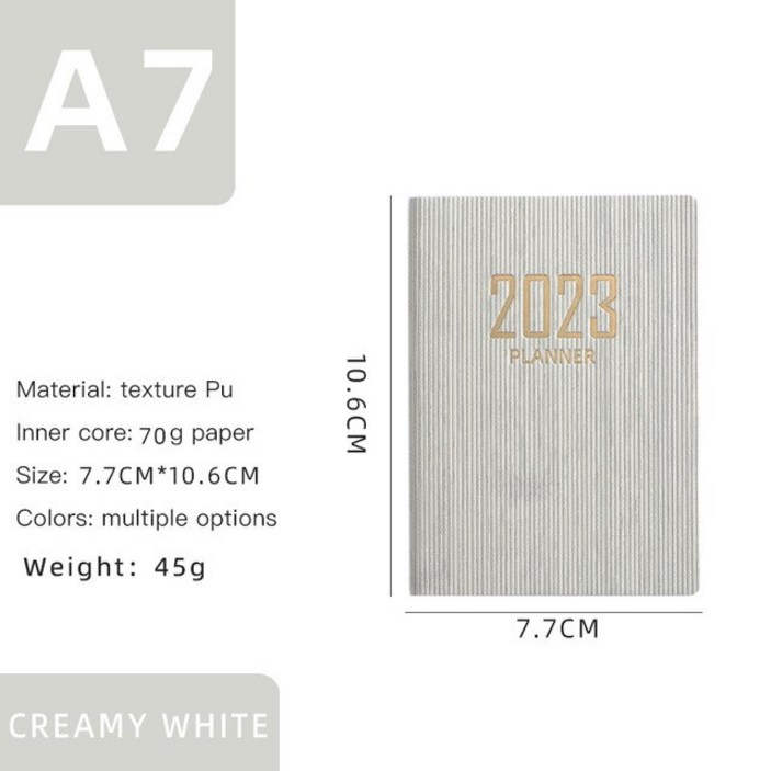 다이어리2023 A6 휴대용 메모장 색인 목록 일기 주간 일정 플래너, 사무실 학교 문구 용품, 05 Creamy white