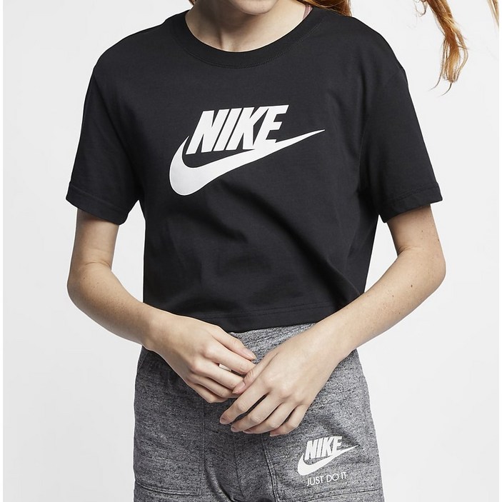 나이키 여성 반팔티 여름 면티 크롭 캐주얼 데일리 티셔츠 활용성이 좋은 상의 검정 - 투데이밈
