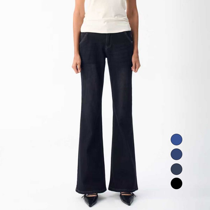 엘블로썸 여성 [숏,기본,롱] 스판 와이드 부츠컷 히든밴드 청바지