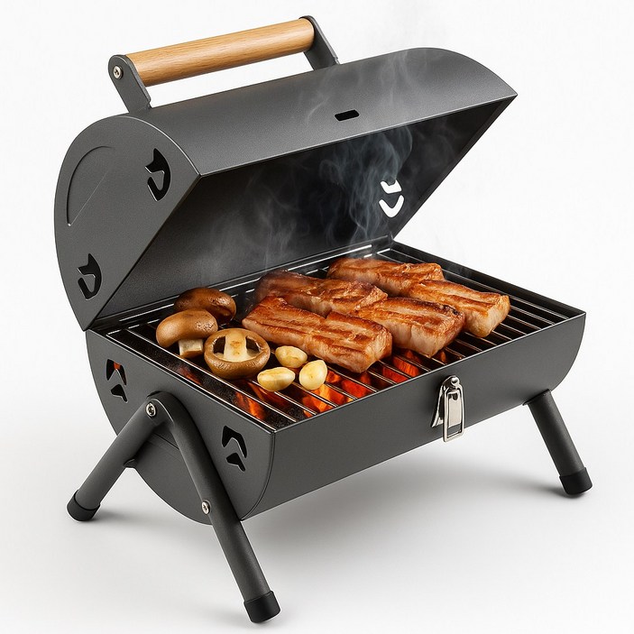 양면 화로대 훈제 훈연 원통형 바베큐 스토브 오븐 캠핑, 1개