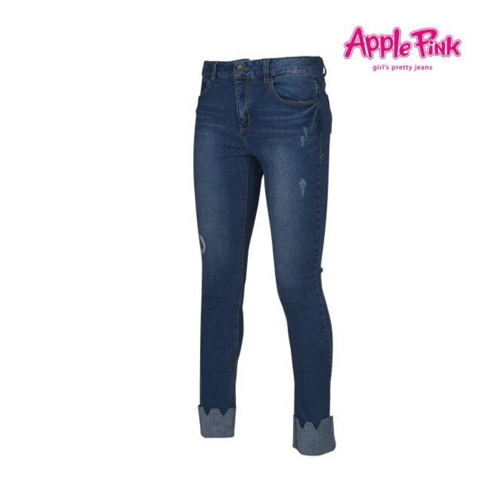 애플핑크 겨울마감  롤업 기모 스키니 오비 데님팬츠 APP9O702GSU