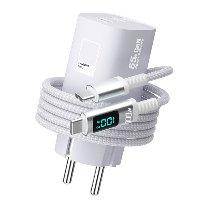 팬톤 접지형 GaN PPS 65W 3포트 디스플레이 초고속 멀티충전기 PD65WGN
