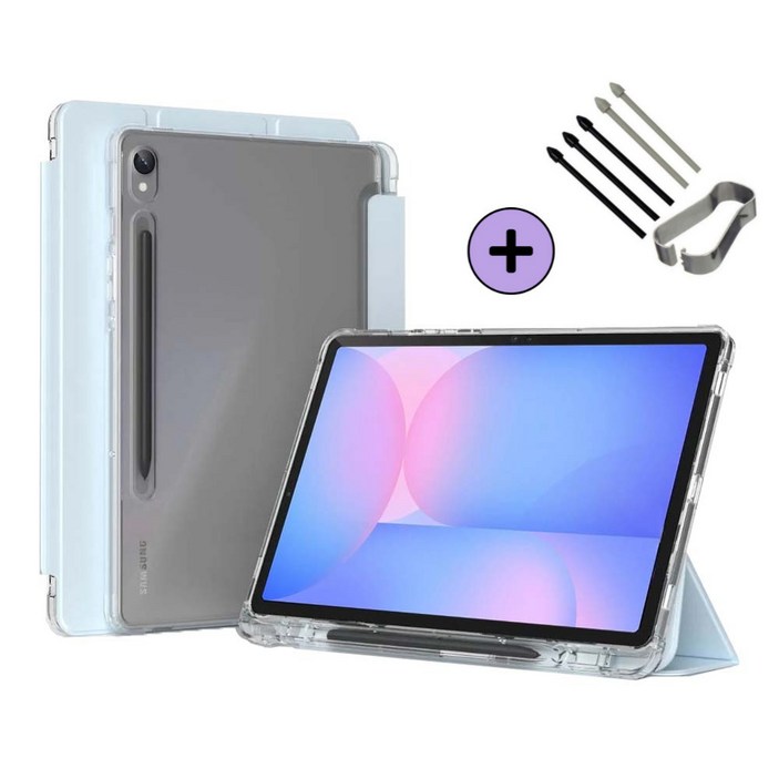 갤럭시탭 S10 FE / S10 FE 플러스 호환 S펜슬 수납 투명 클리어 케이스 북커버 아이친구