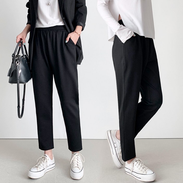 11 퍼스트클로 여성 빅사이즈 배기핏 밴딩 슬랙스 팬츠 55120 사방스판 간절기용 바지 2장