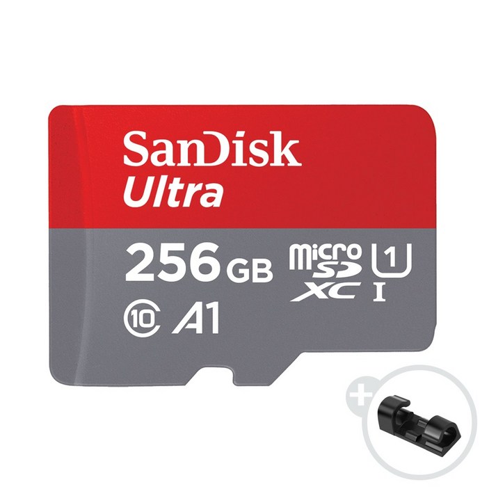 sd메모리카드256 샌디스크 울트라 A1 마이크로 SD 카드 + 데이터 클립, 256GB