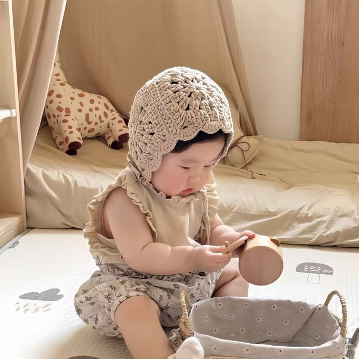 블랙체리 아동용 니트 보넷