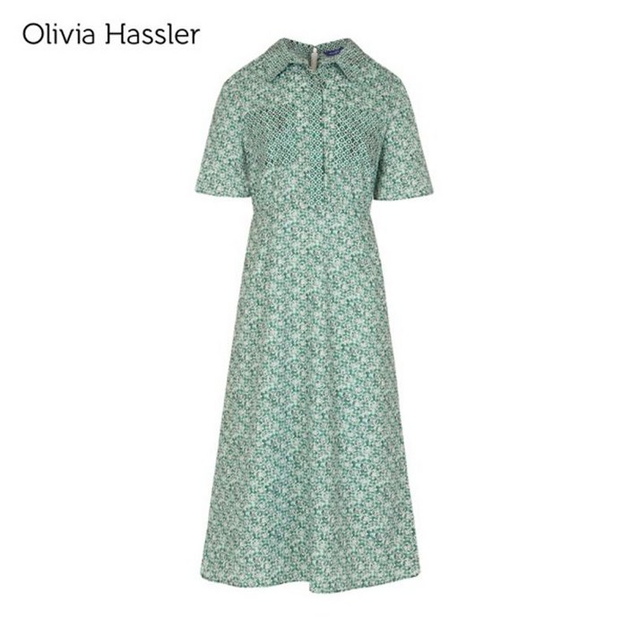 올리비아하슬러 하슬러 플라워패턴 카라 롱 원피스 OHCFOP701