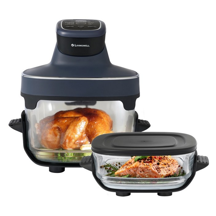 리빙웰 설거지 줄이는 원스탑 오픈형 글라스 에어프라이어 조리 식사 보관까지 한번에 4.5L2.5LGL880, 단일, GL880