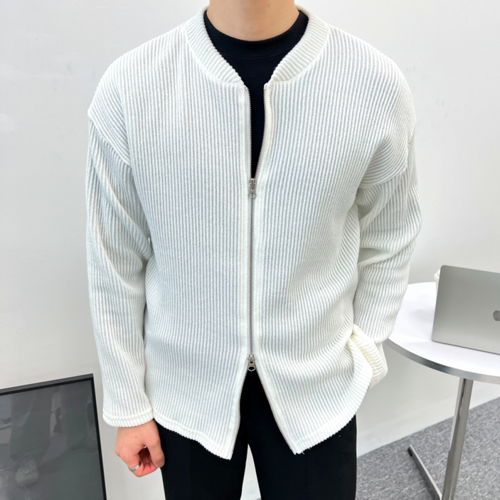 이브컴퍼니 남녀공용 투웨이 오버핏 골지 집업 니트 가디건 빅사이즈 M-4XL 8컬러 (2237-1)