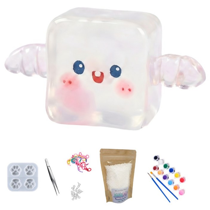 레츠팡 젤리플라 DIY 키링 만들기 키트 KC인증 물라스틱 과학실험, 1개, 100g, 말랑 솜솜 화이트 키트