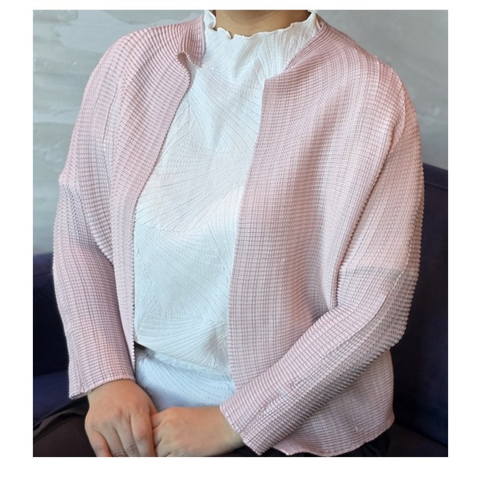 Nifla 플리츠 4계절 노카라 심플 오픈가디건 니플라