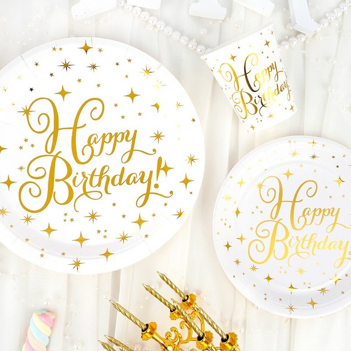 파티팡 파티접시 23cm 10p + 파티접시 18cm 10p + 파티컵 10p 생일 테이블패키지 10인세트