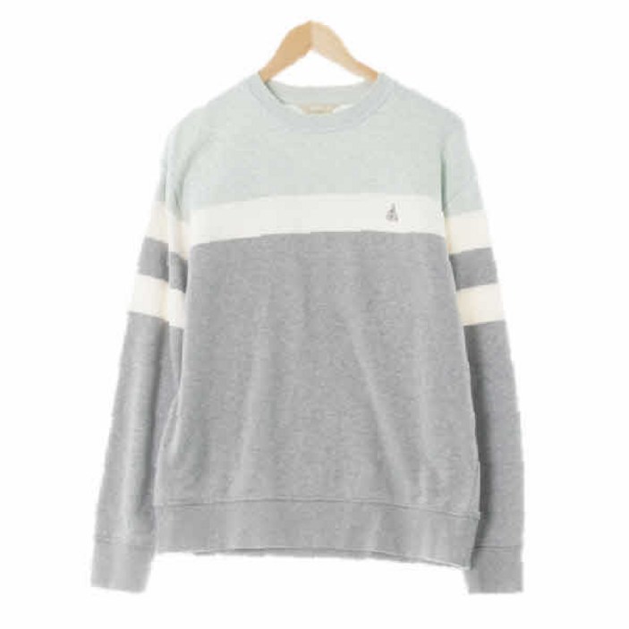 빈폴 8263 멜란지그레이멜란지민트 스트라이프 면 로고맨투맨 M