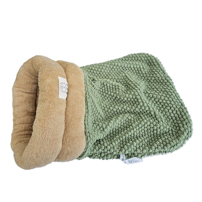 고양이 포켓침낭 신형 애완묘 포근한 잠자리 방석 편한 침구, 1개, 그린