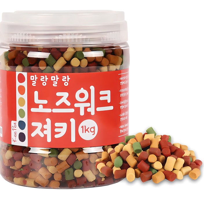 킵펫 말랑말랑 노즈워크 져키 강아지 간식, 혼합맛황태연어치즈참치오리, 1kg, 1개