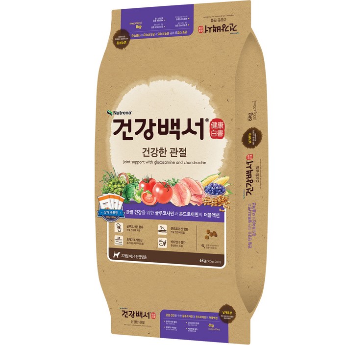 강아지 건강백서 건강한관절 사료, 뼈관절강화, 6kg, 1개