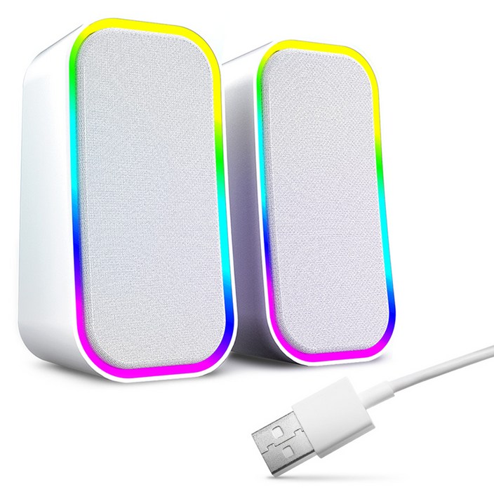 로이체 2채널 RGB 레인보우 LED 유무선 블루투스 게이밍 북셸프 사운드 스피커