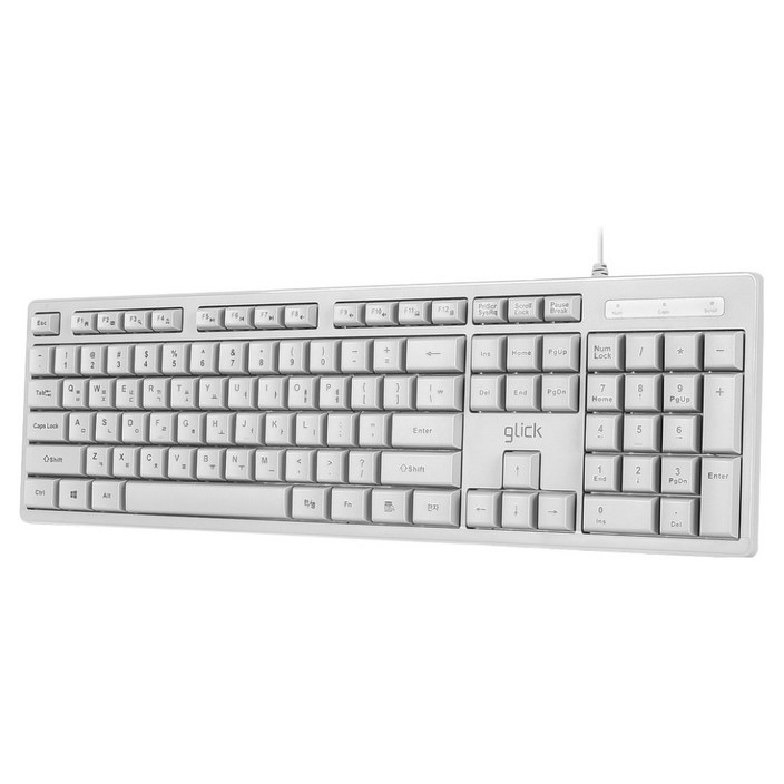 지클릭커 유선 OFFICEPRO 슬림 키보드, 제조사축, OPK10, 화이트