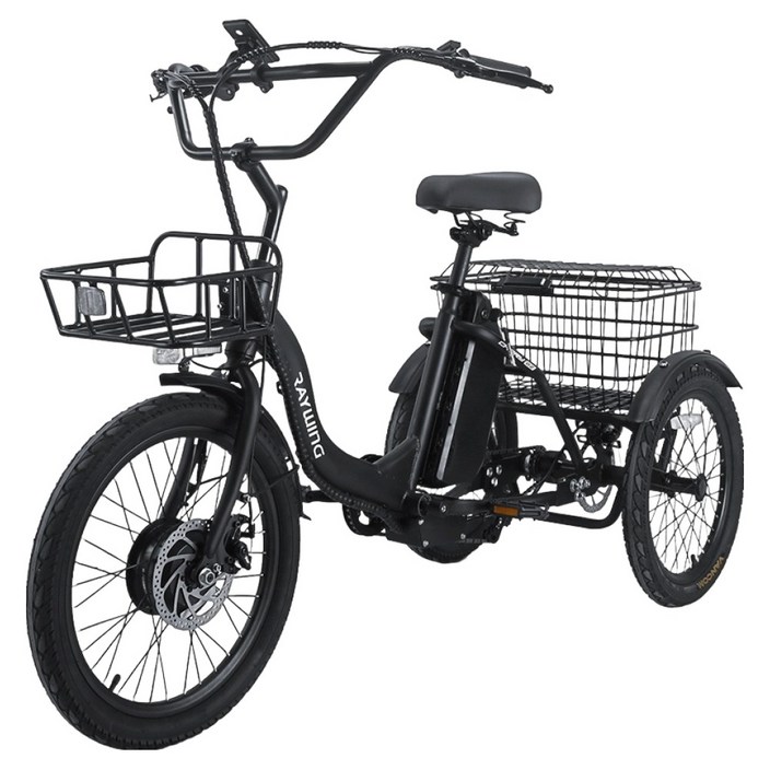 레이윙 삼성셀 배터리 캐리 이지 삼륜 전기자전거 15Ah 고객직접설치, 팬텀 블랙, 스틸