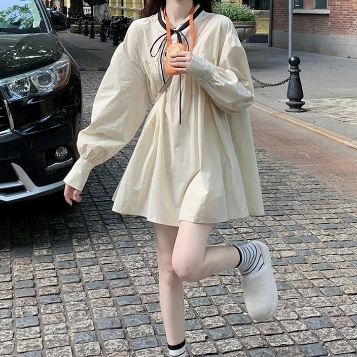 마켓에이 여성용 리본 러블리 미니원피스 A24FW3A0733