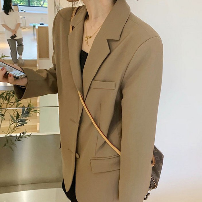 피어니스트 여성용 데일리 기본 심플 루즈 자켓