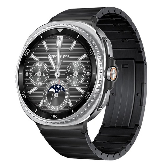 캘릭스 갤럭시워치 호환 이지링크 티타늄 메탈 스트랩 밴드 시계줄, 블랙