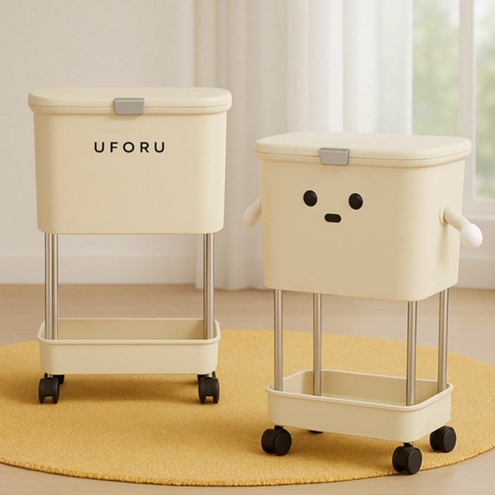 눈팅이 다용도 수납 감성 트롤리 UFORU 귀여운 캐릭터 심플 모던 커스터마이징, 2단