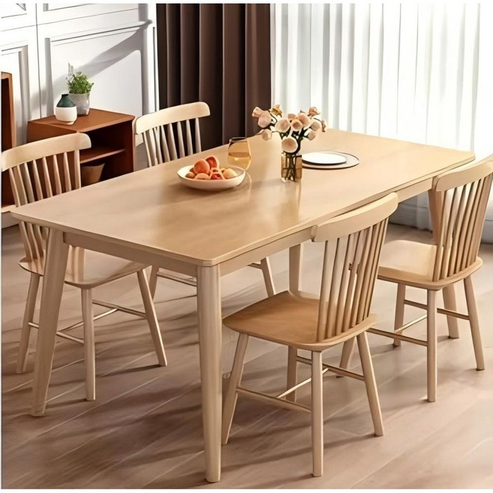 HZDMJ 천연 원목 식탁 다용도 테이블 가정용 사무용 공부용 거실용 어린이 성인 내추럴 가구 자연감성 안전 안정적 무취 친환경 인테리어, 2인용, 원목색