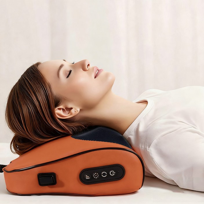 BOMIDI 보미디 무선 온열 마사지기 목 어깨 등 허리 마사지기 쿠션형 마사지베개 안마기 MP1 PRO, 오렌지