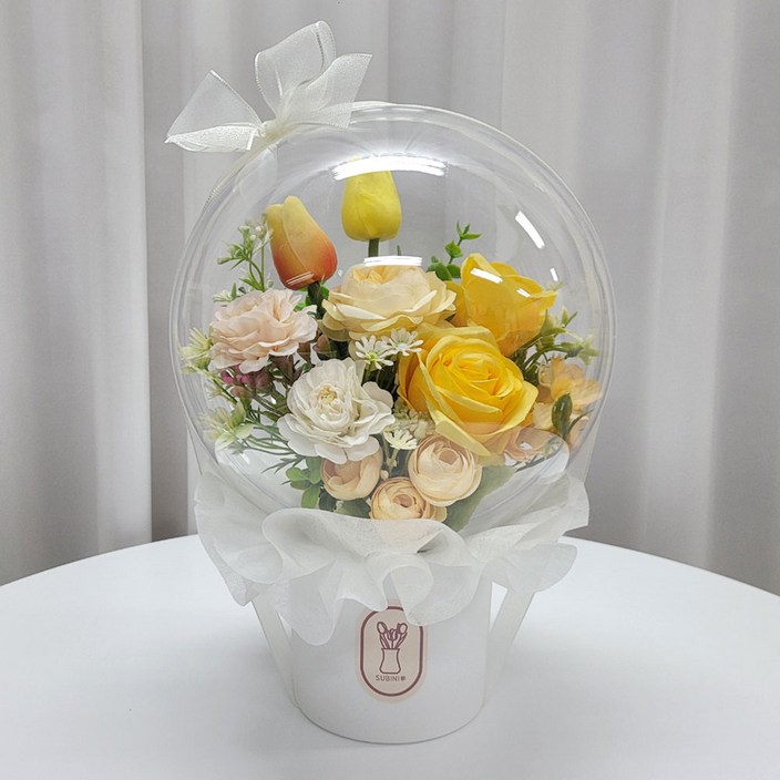 수비니샵 옐로우믹스 아크릴꽃풍선 터지지않는 레터링풍선 칠순 환갑 졸업식 꽃다발 쇼핑백증정, 1개, 혼합색상