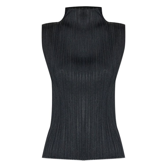 Pleats Please Issey Miyake 골지 하이 넥 탑