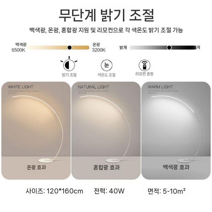 2026 플로어 램프 코너 LED 장식 조명 북유럽 미니멀리스트 침실 분위기, 화이트-플로어램프C타입-창립버전폭120CMx높이175C