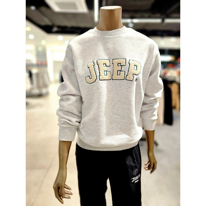 수량한정  Jeep 남녀공용 기모 아플리케 맨투맨 티셔츠