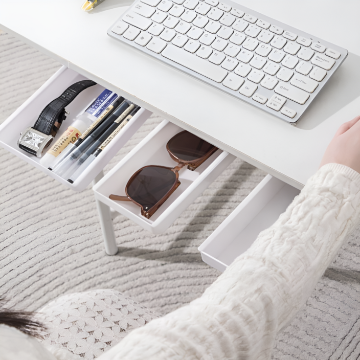 유즈나인 히든 무타공 책상 밑 서랍 부착형 슬라이드 수납함 SmallLarge 2종 세트