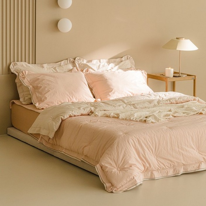 먼지ZERO 소보루 피치베리 바스락 고밀도 호텔 차렵이불 침대패드 SSQ겸K