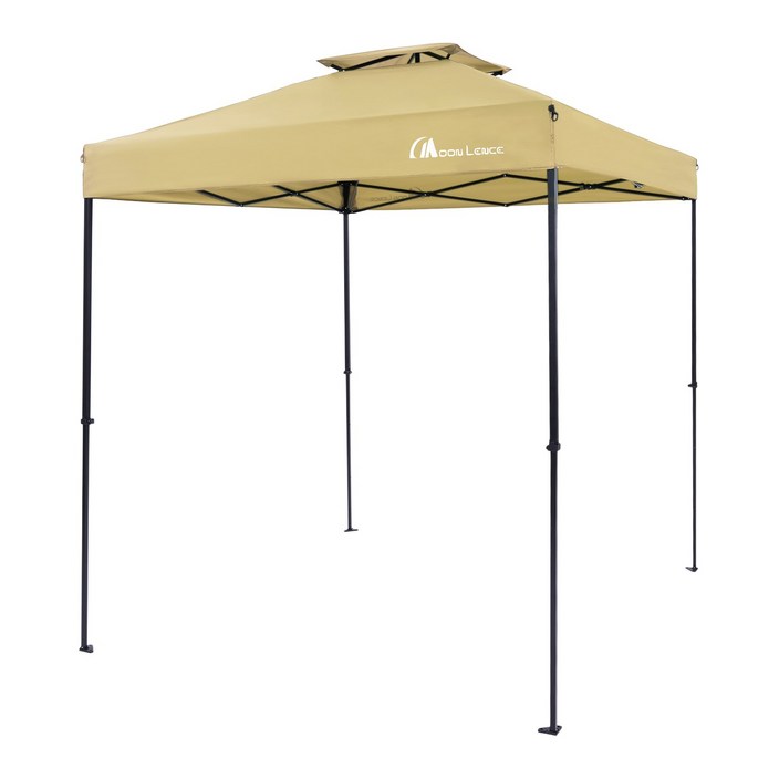 MOON LENCE 자외선 차단 UPF50+천막 원터치 천막 사각 캠핑 타프 방수 타프 그늘막 타프 시스템 파고라 3단 고도 조절 조립 간단 UV(타프막) 스틸(프레임), 베이지