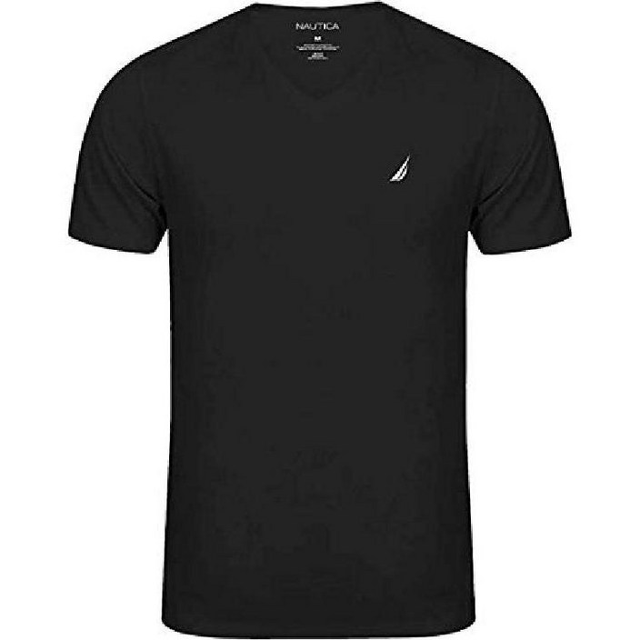노티카 남성용 반팔 솔리드 클래식 핏 V넥 티셔츠 (X-Large  Black)