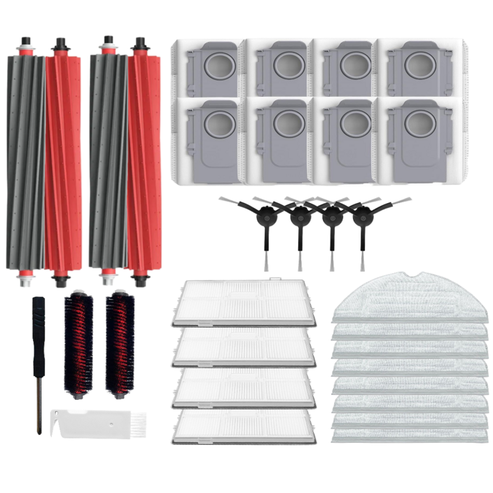 호환 로보락 S8 Pro ULTRA 소모품 필터 메인브러쉬 물걸레 세척브러쉬 사이드브러쉬 먼지봉투, 1개, 30pcs