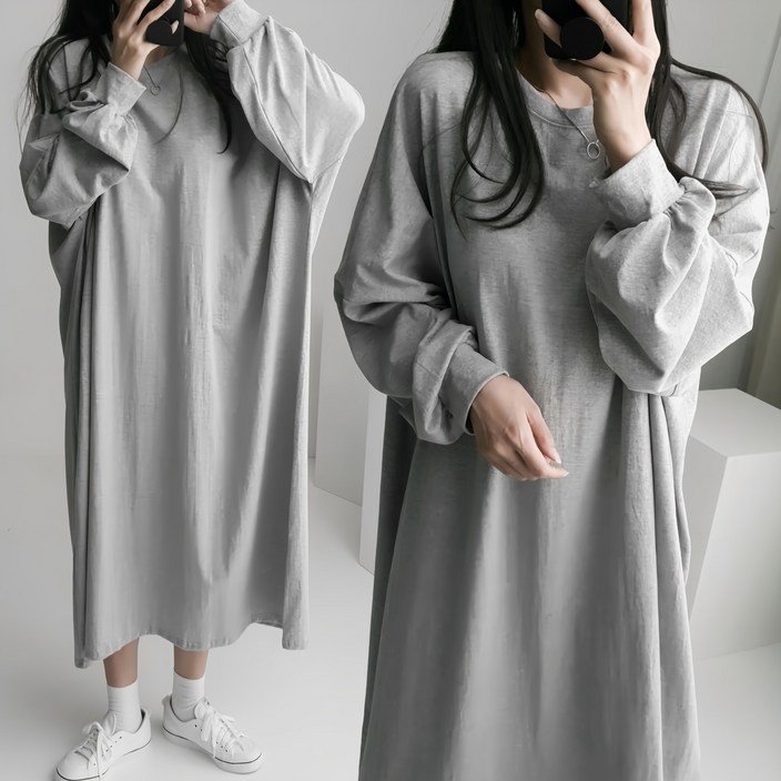 왕박시4XL 국산 오버핏 빅사이즈 무지 긴팔 맨투맨 롱 원피스 왕박시4XL 국산 오버핏 빅사이즈 무지 긴팔 맨투맨 롱 원피스
