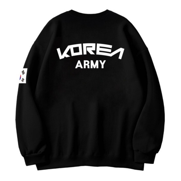 더팀 남녀공용 오버핏 기모맨투맨 코리아아미 로카 로고형