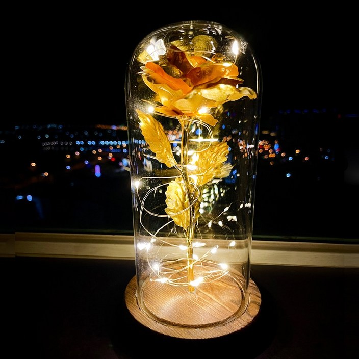 골드 금 장미 꽃 무드등 생일 생신 부모님 엄마 어버이날 장모님 아내 여자 기념일 선물 세트, 골드, 1개