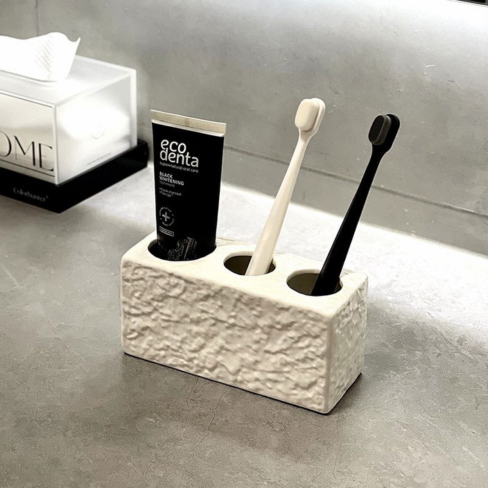 탑이지몰 3구 고급 세라믹 치약 칫솔꽂이